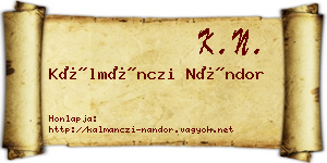 Kálmánczi Nándor névjegykártya
